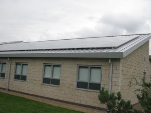 Solar array on roof of Vet School