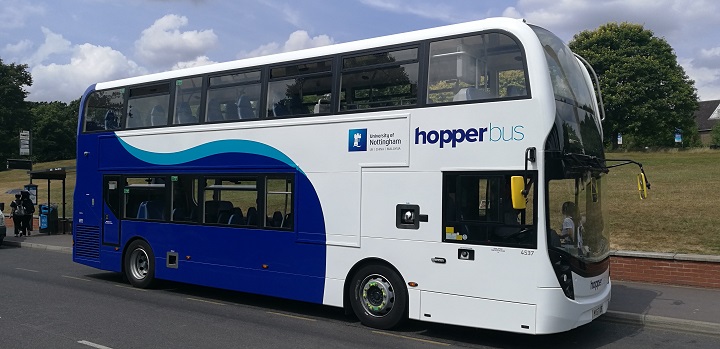 Hopper bus parked on University Park campus