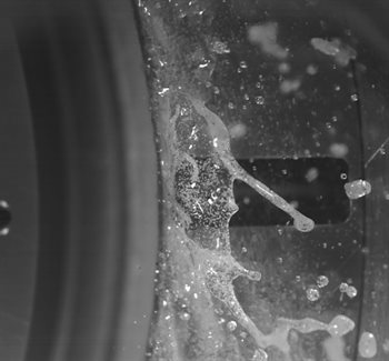 A close up image of a bearing under test