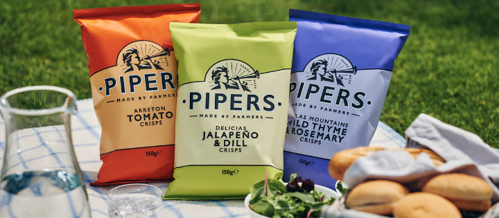 Piper's Crisps packets at a picnic