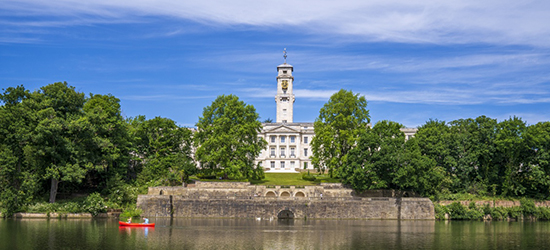 The Trent Building in summer.