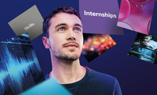 Collage of images representing internships
