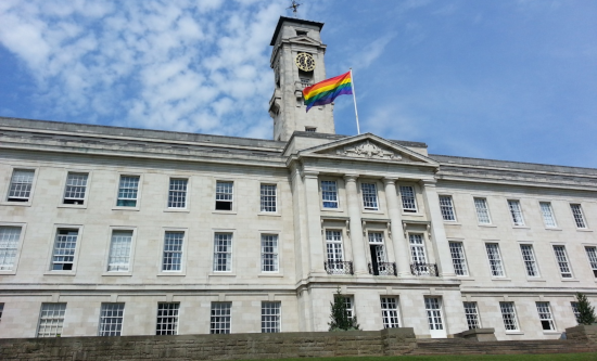 External view of Trent building with flag flying outside