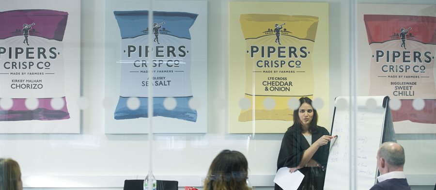 KTP Associate presenting in Pipers Crisps boardroom