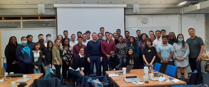 Students in a classroom for Business Practice Week, with Experian