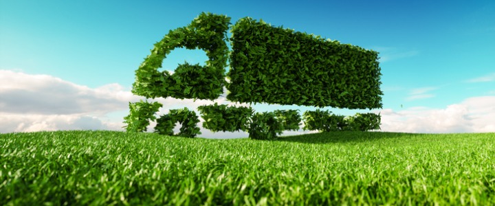 A lorry made from plants depicting sustainability supply chains