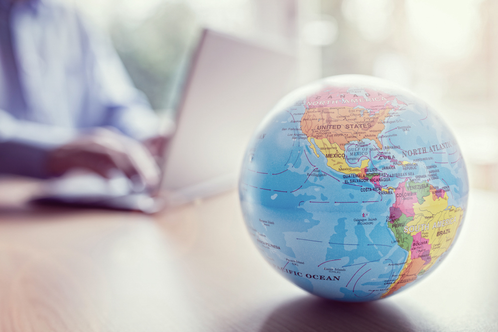 Close up of a global on a desk