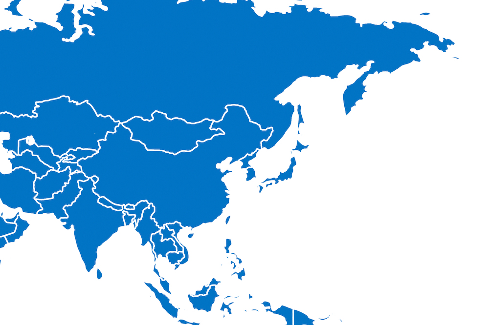 Map view of asia and Russia