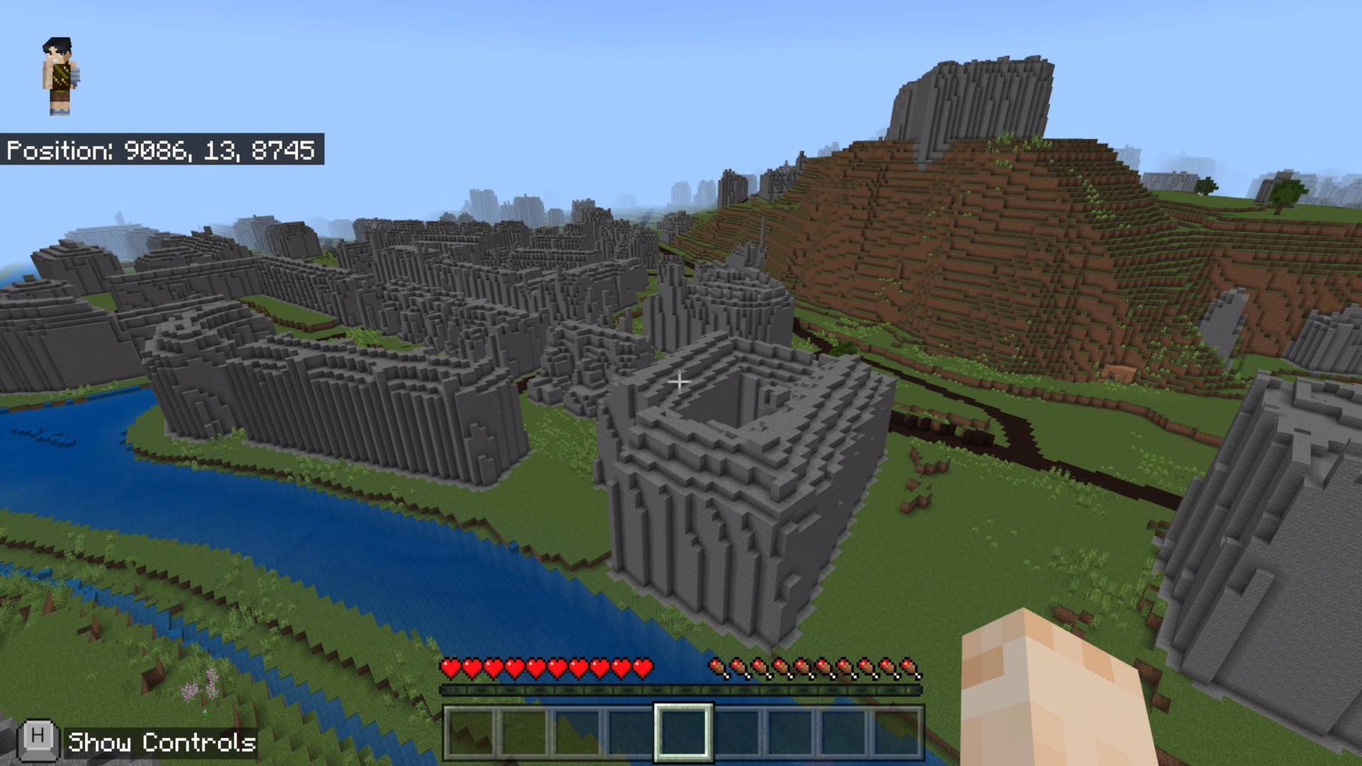 A view of Nottingham Castle which has been constructed inside the virtual world of Minecraft