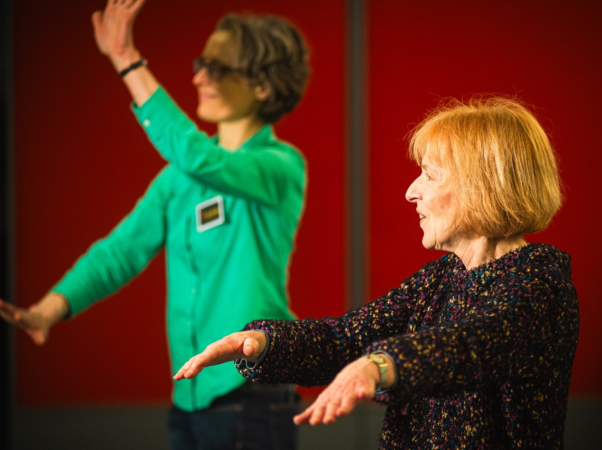 Two people demonstrating the Shapeshifter software