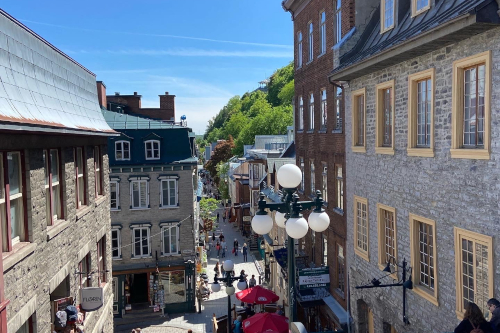 A plaza in Quebec in the sunshine. Photo by Cat Jordan for UoN Going Places 2021/22 competition.