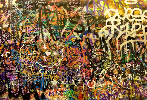 A photo of a graffiti wall.