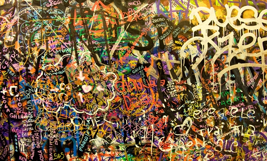 A photo of a graffiti wall.