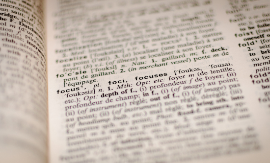 A close up of the word 'focus' in the dictionary