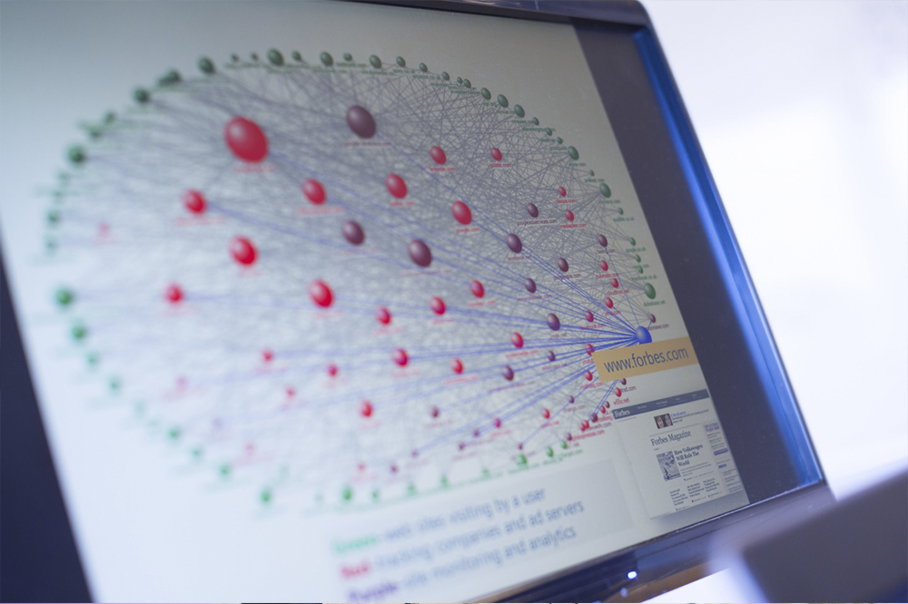 A close up of a laptop showing data visualisation