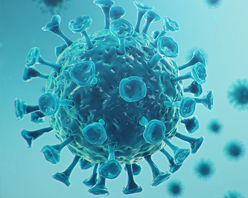 Close-up illustration of the coronavirus