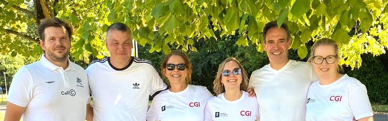 Group of Digital and Technology Services staff smiling at sports day