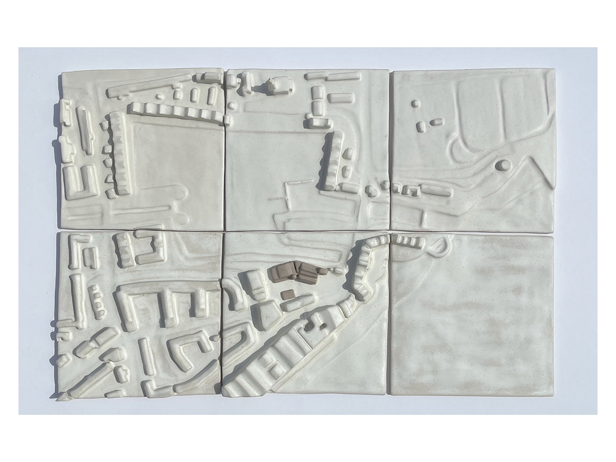 Site model - clay, glazed and fired
