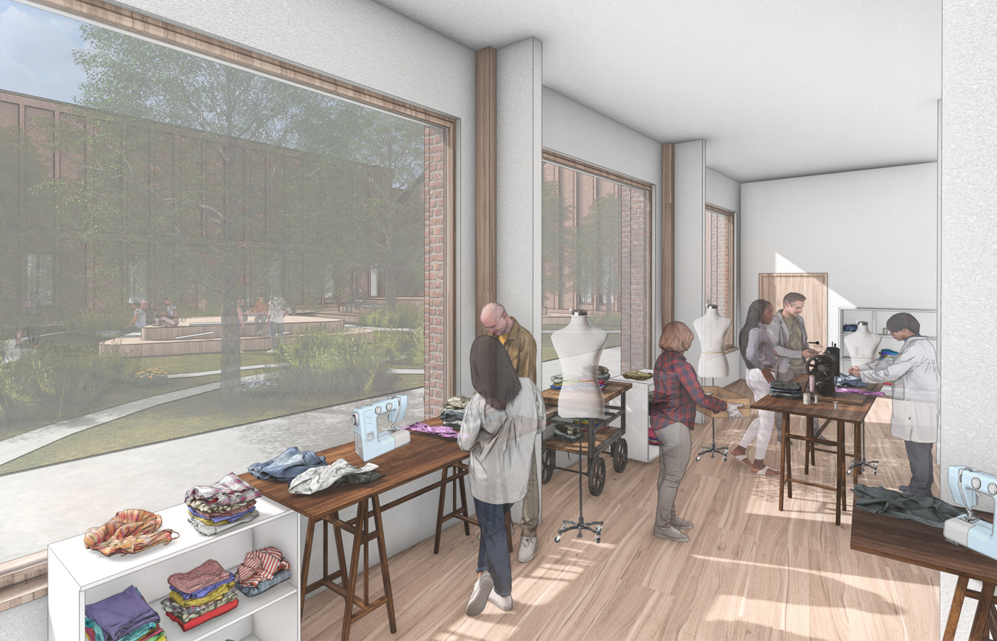 Interior perspective of the public workshop