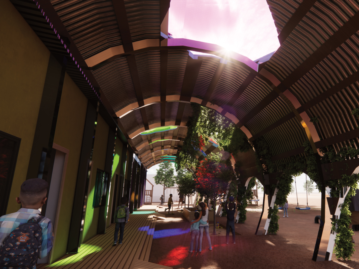 Shows the Internal view of the design below the stoep.