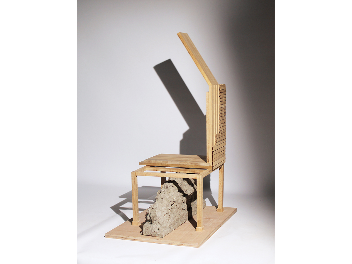 Oak structural model exploring building strategy: above the ruins