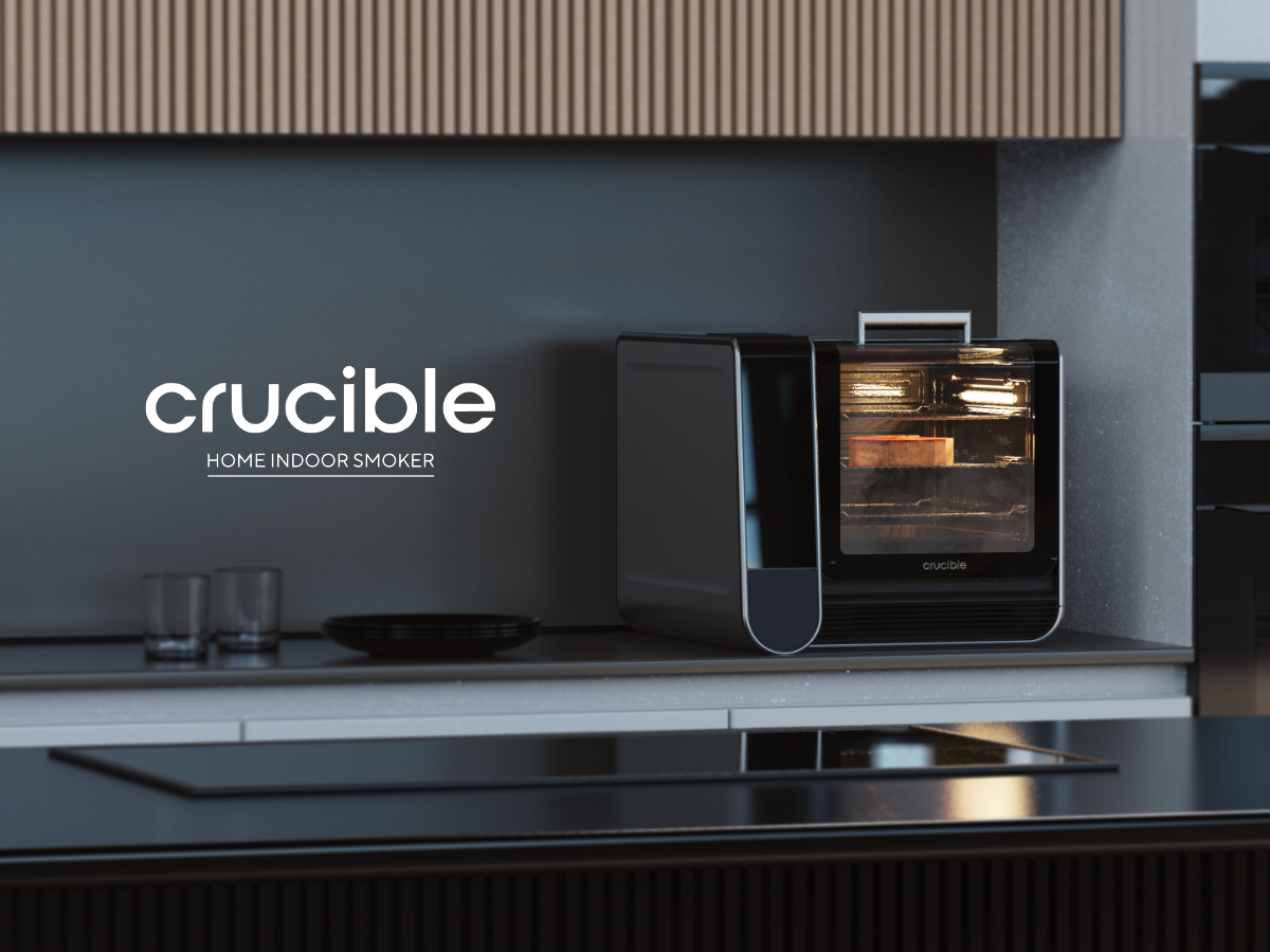 Crucible Indoor Home Smoker in kitchen countertop environment