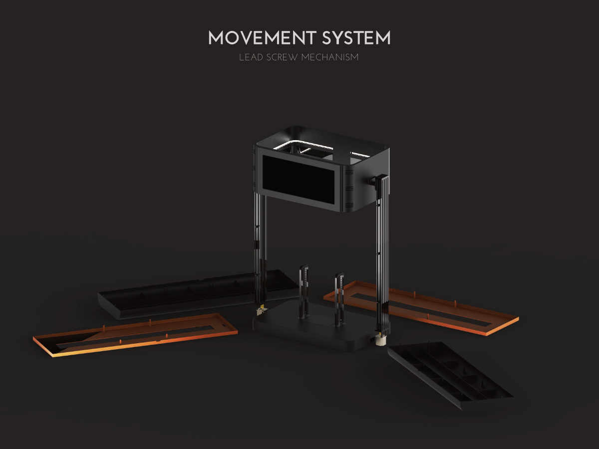 Side panels dismantled / Lead screw mechanism