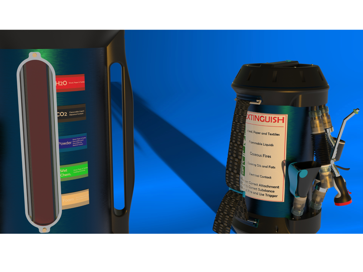 Front and back view of Flextinguish