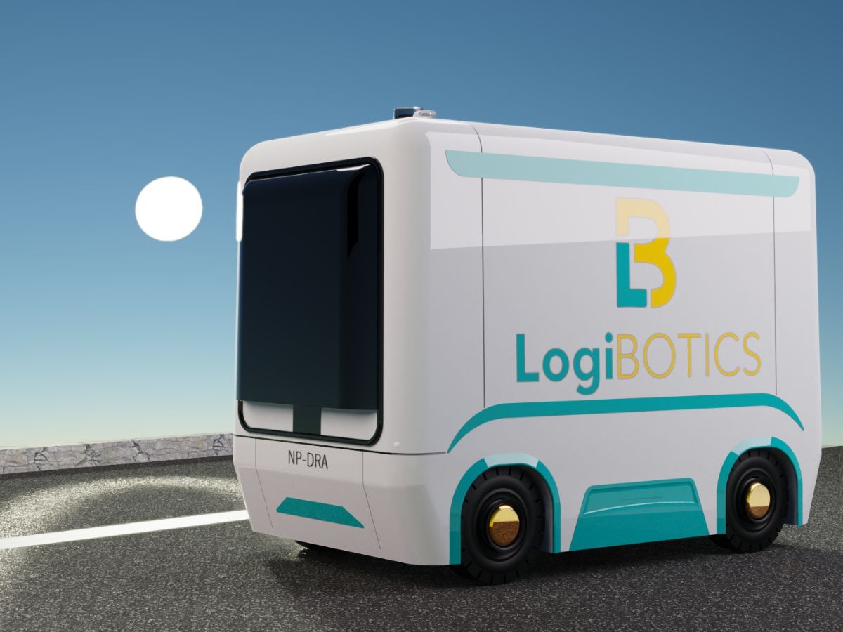 Neighborhood Parcel Delivery Robot Assistant at night