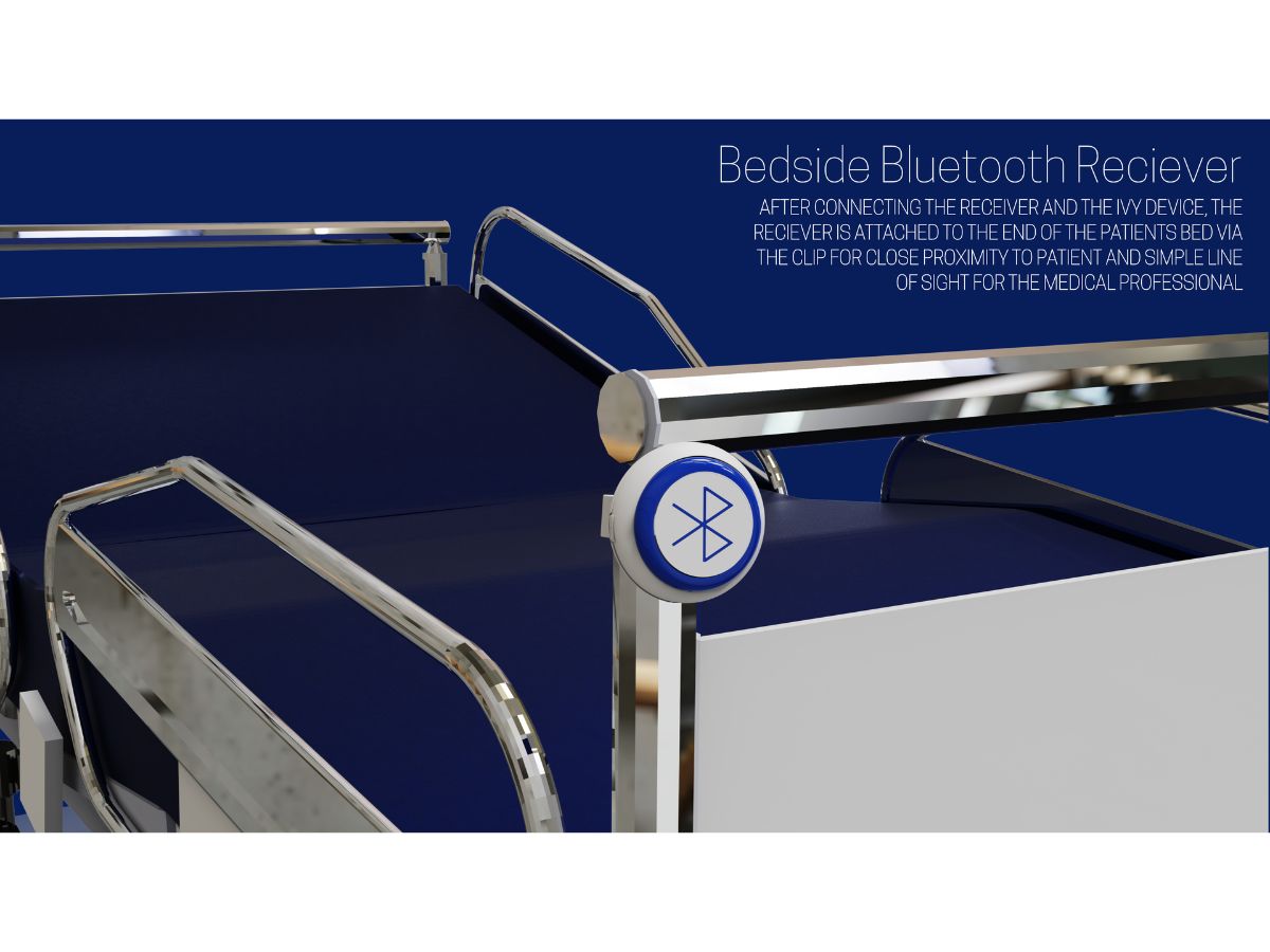 Bluetooth receiver attached to a hospital bed