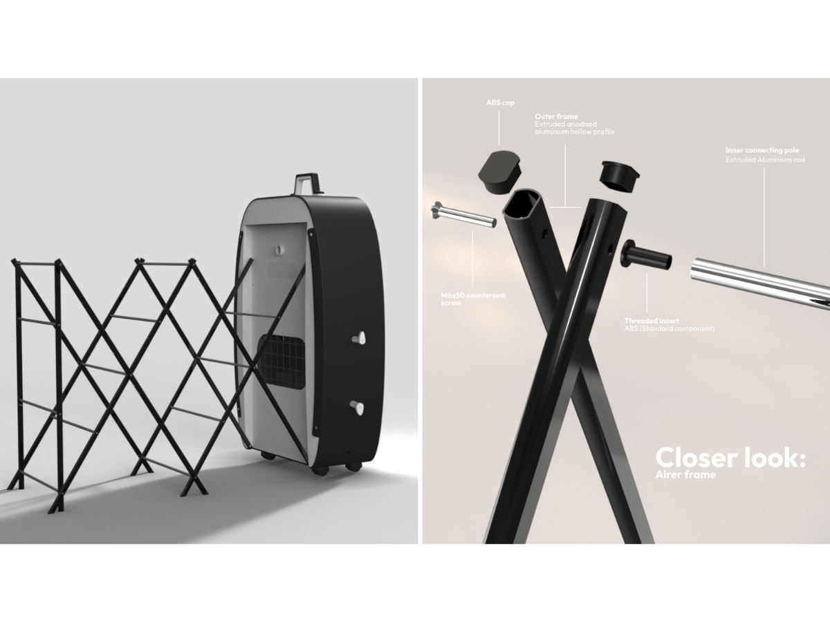 Closer look of the airer frame