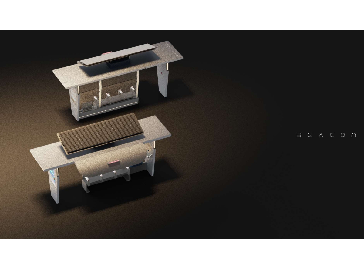 Beacon, the smart bus stop, in the dark