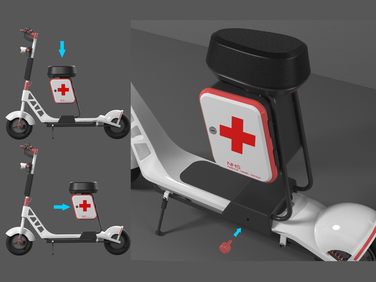 Emergency tools storage in the electric scooter