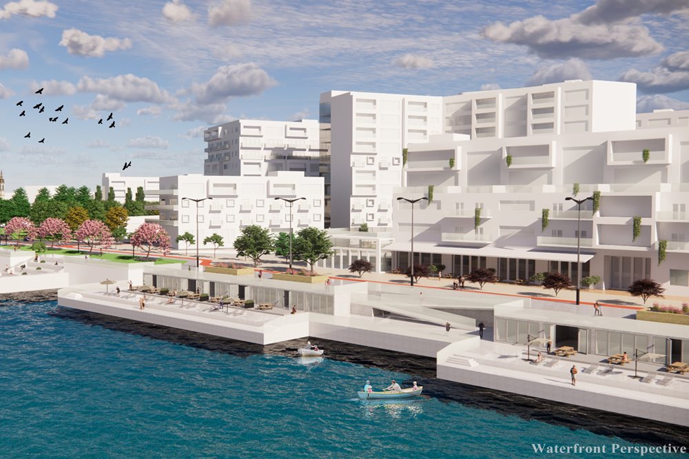 Waterfront perspective of plan