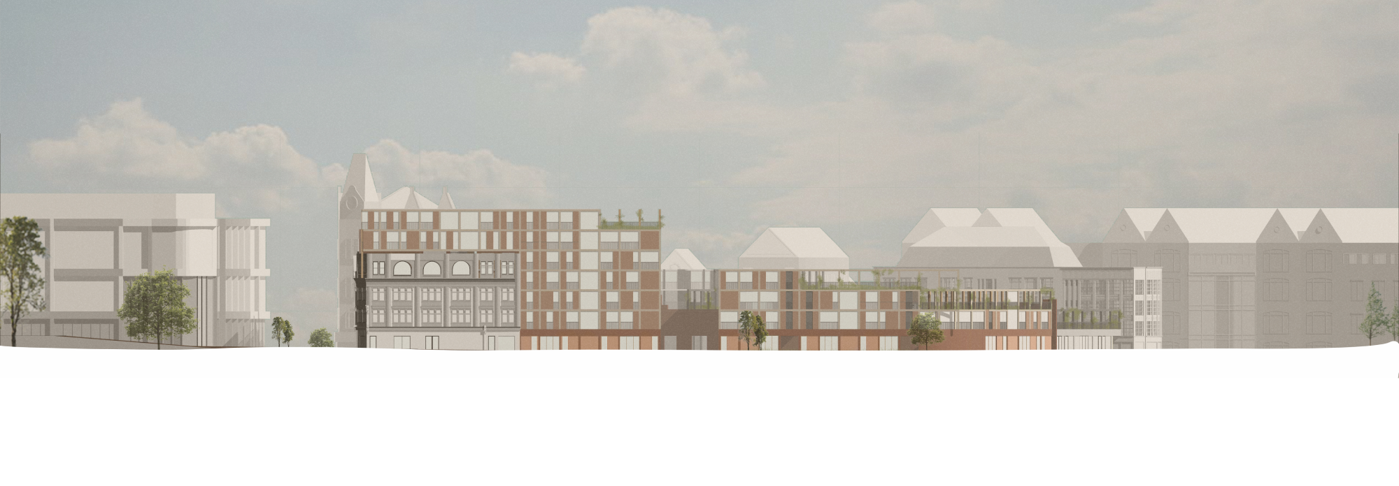 North elevation of the site