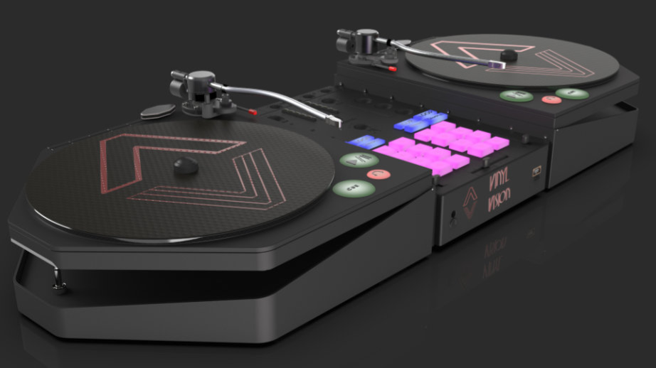 A portable vinyl turntable for DJs