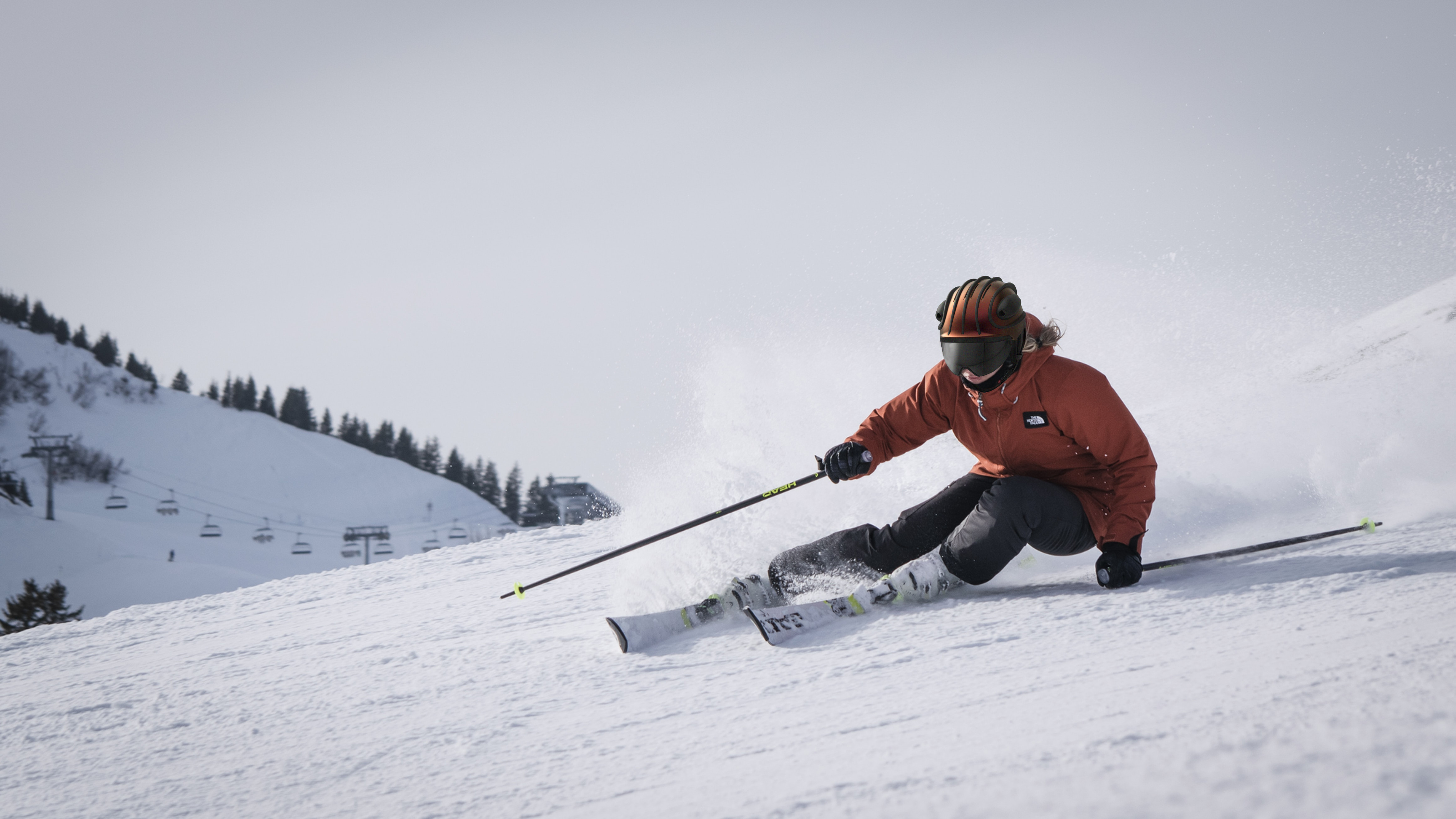 A skier wearing a helmet