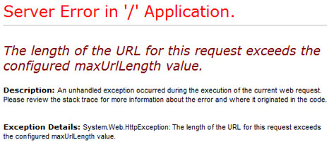 Error: URL is too long