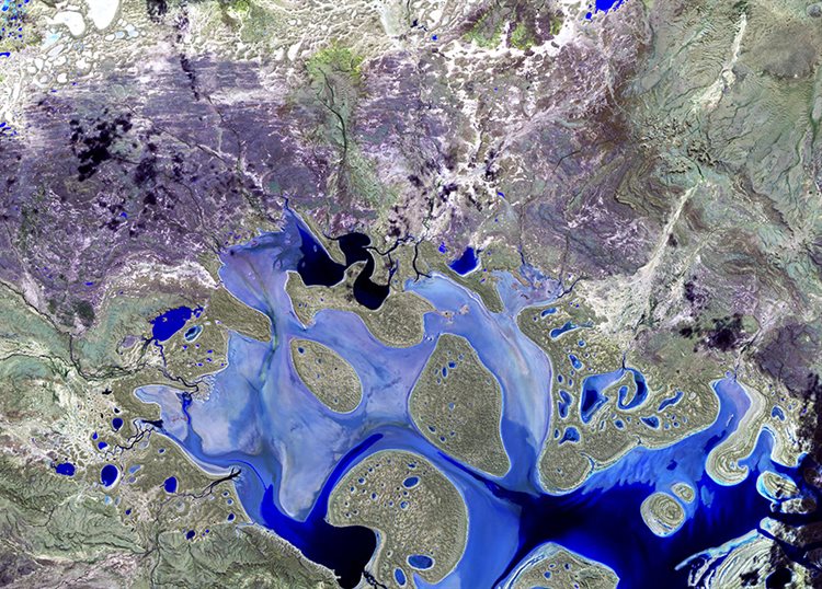 A satellite photo of the earth