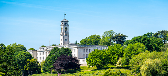 Trent building in sunshine