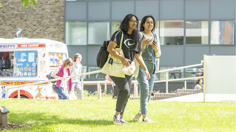 Students walking on campus