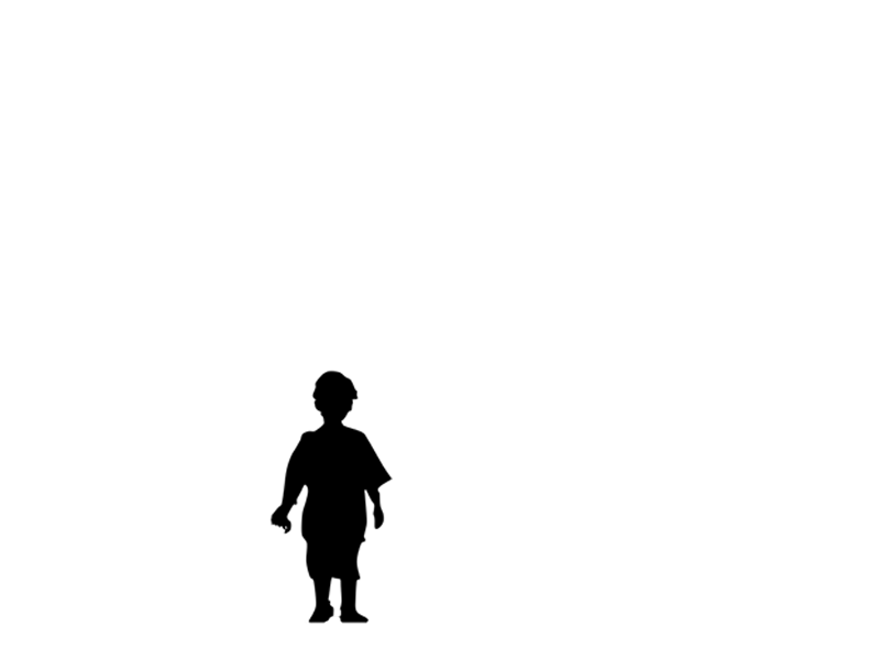 A boy in silhouette