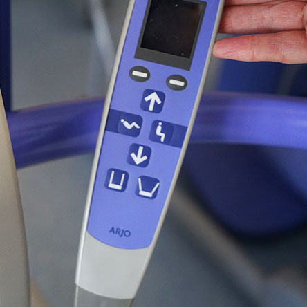 close up of a hoist handset