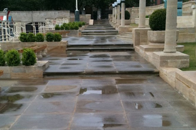Photo of slippery wet steps
