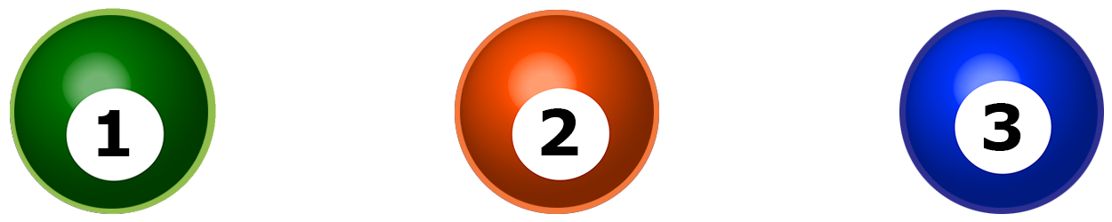 Three balls acting as buttons