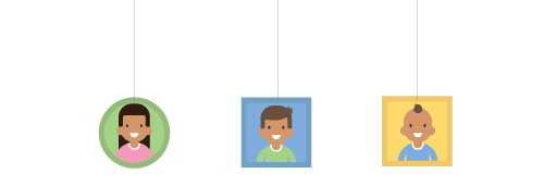 A child smiling, a child sucking and a child crying