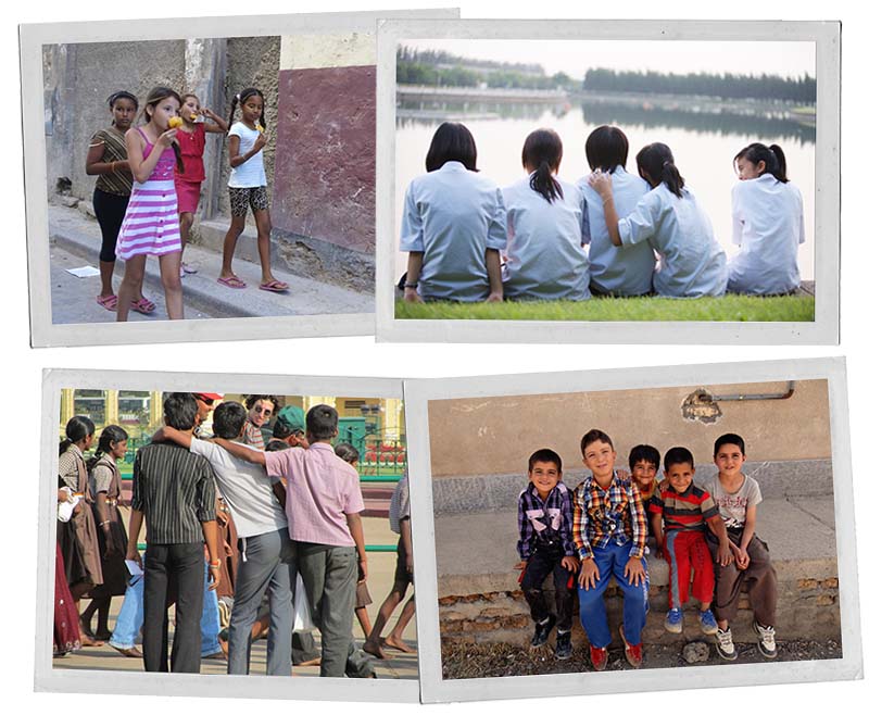 Photos of groups of girls and boys