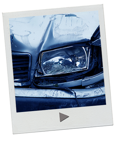 crash image of smashed car headlight