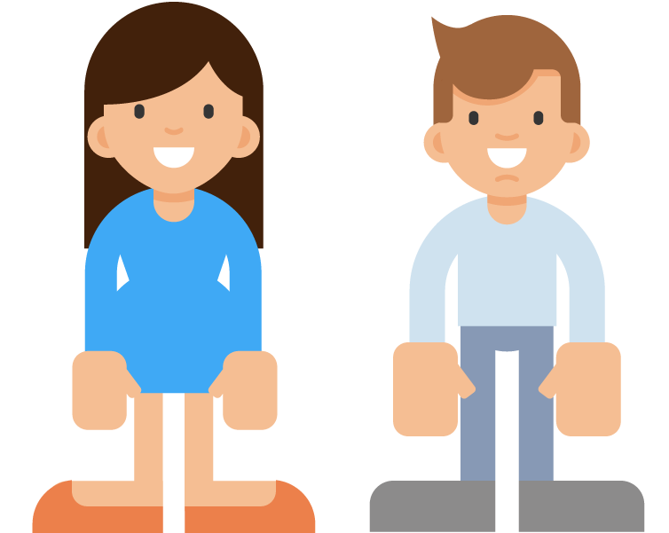 Cartoon diagram of a girl and boy
