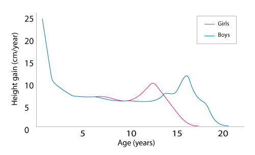 Graph depicting girls and boys growth rates